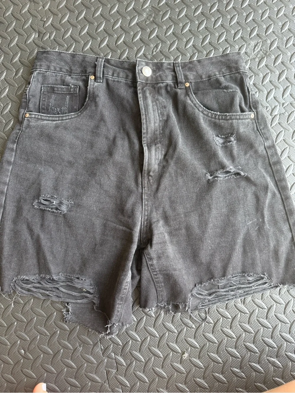 90’s Long High-Rise Black Distressed Women’s Jean Shorts